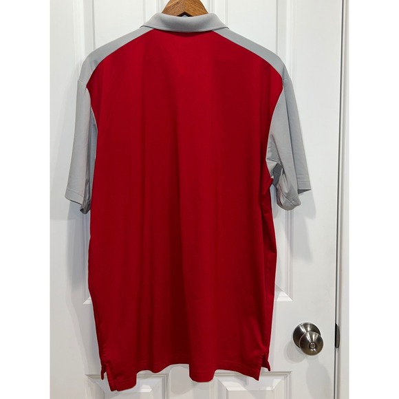 Callaway Opti-Dri Mens Large Golf Polo Shirt Red Grey Colorblock Short Sleeve - Picture 3 of 4